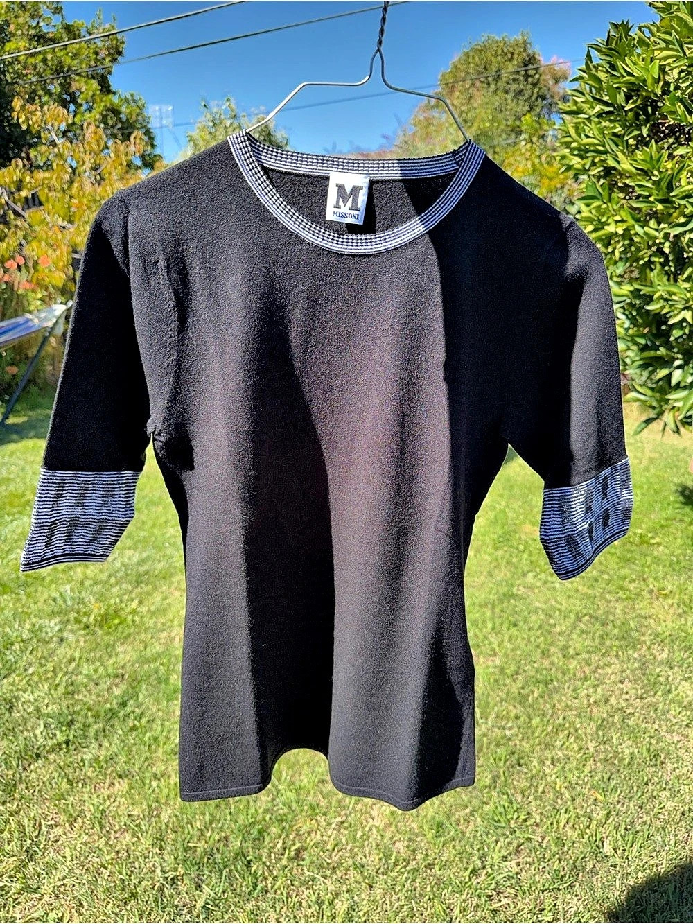 Missoni Geometric Short Sleeve Top in Black & White Size 38